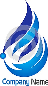 Blue flame leaf logo