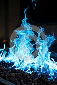 Blue fire flames. Blue flames of fire background texture