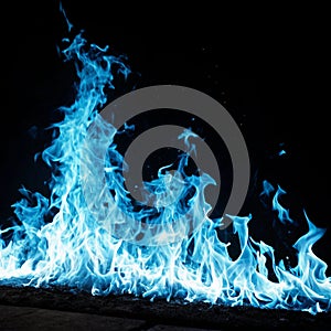 Blue fire flames. Blue flames of fire background texture