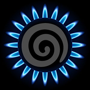 Blue flames of gas burner