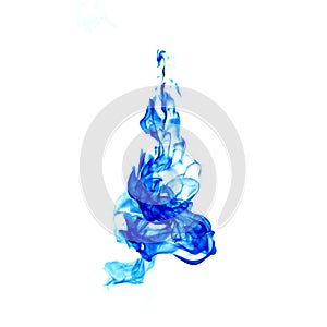 Blue flames isolated on white background with clipping part