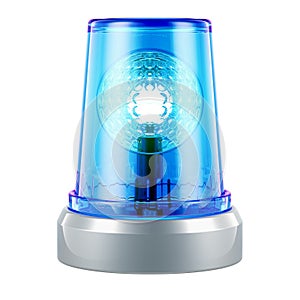 Blue Flashing Beacon. Emergency LED strobe light. 3D rendering