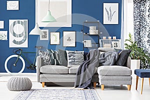 Blue flat with corner sofa