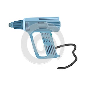 Blue flat design electric hand drill icon with vector illustration