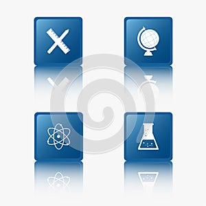 Blue Flat Design Icons, Science And Technology, Collection