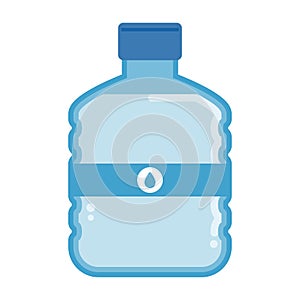Blue flat plastic water bottle carboy.