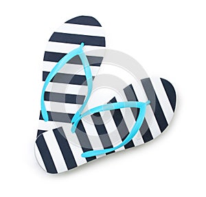 Blue flip flop beach shoes