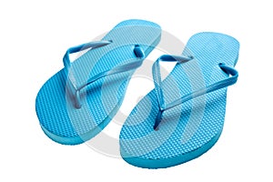 Blue flip-flops isolated