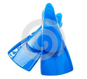 Blue flippers on white background