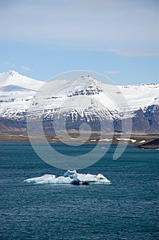 Blue floating ice, turquoise lagoon, Jokulsarlon, Iceland