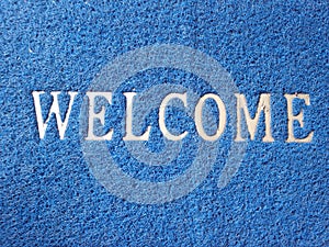 Blue floor carpet for welcome