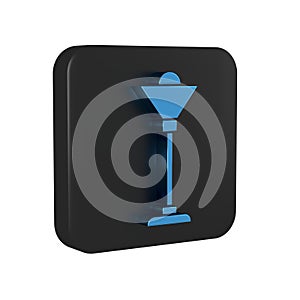 Blue Floor lamp icon isolated on transparent background. Black square button.