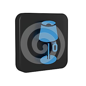 Blue Floor lamp icon isolated on transparent background. Black square button.