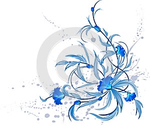 Blue floral decoration.