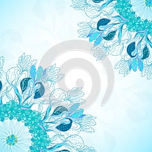 Blue floral ornament mandala background card