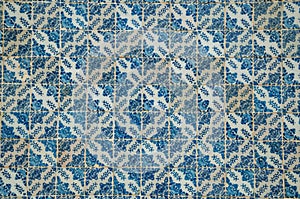 Blue floral pattern hand-painted in baroque style on ceramic tiles