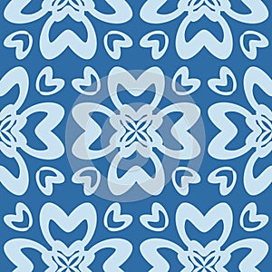 Blue floral pattern for textile, seamless pattern for design and decoration, scrapbook background