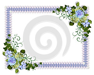 Blue floral Wedding invitation