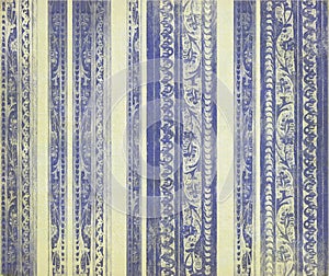 Blue floral wood carved stripes