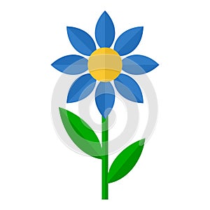 Blue Flower Flat Icon Isolated on White