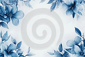 Blue Flower Frame White Background
