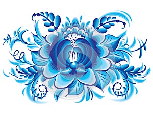 Blue flower in gzhel style photo