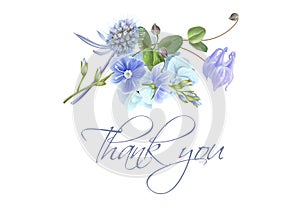 Blue flower thank you card