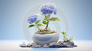 Blue Flower Vase: Concept Art Inspired 3d Image