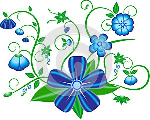 Blue Flower Vector on white background
