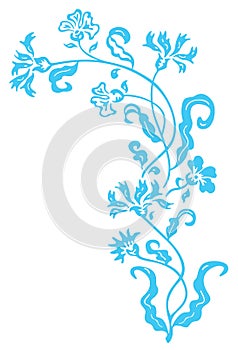 Blue flower and vines pattern