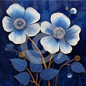 Blue Flowers: A Dark And Symbolic Painting Inspired By Kelly Vivanco photo