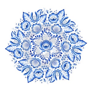Blue flowers floral russian porcelain beautiful folk ornament.