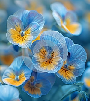 Blue Flowers Macro Concept . AI Generative
