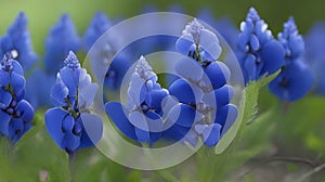 Blue flowers in the meadow, close-up. Nature background