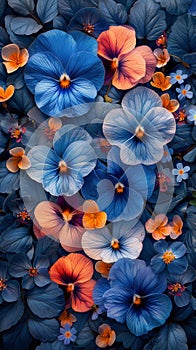 Cluster of Blue Flowers With Orange Centers photo