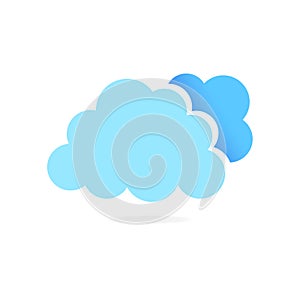 Blue fluff clouds icon isolated on white background vector object