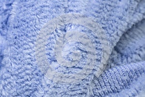 Textured blue fabric macro background closeup texture