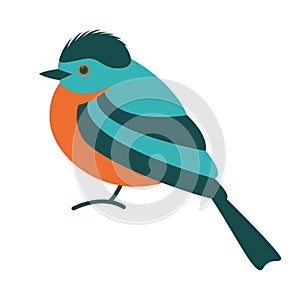 Blue flycatcher bird, vector illustratio, flat style, side