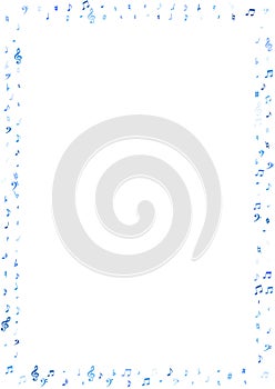 Blue flying musical notes isolated