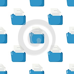 Blue Folder Document Seamless Pattern
