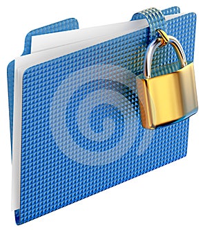 The blue folder with golden hinged lock