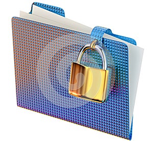 Blue folder with golden hinged lock
