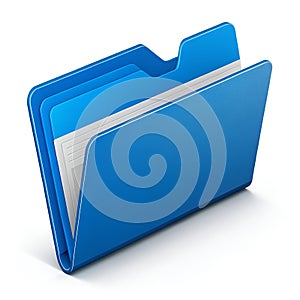 Blue Folder Icon 3D Digital Asset Organization Storage