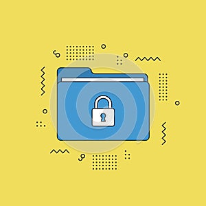Blue Folder with Padlock - Secure Data Storage and Privacy