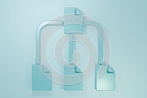 Blue Folder tree icon isolated on blue background. Computer network file folder organization structure flowchart