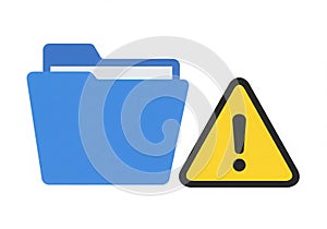 Blue folder with warning exclamation mark icon