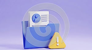 Blue folder with user profile and yellow warning sign