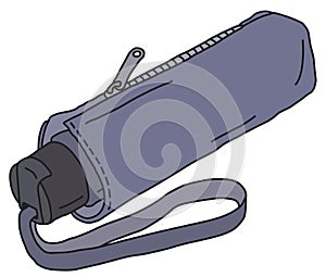 The blue folding umbrella