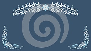 Blue Folksy Christmas Foliage Desktop Wallpaper