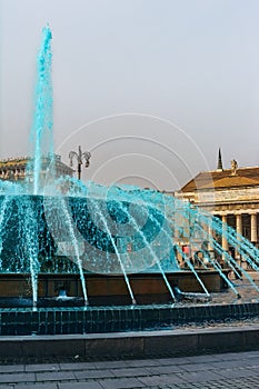 Blue Fontaine at Piazza de Ferrari in Genova, Italy photo